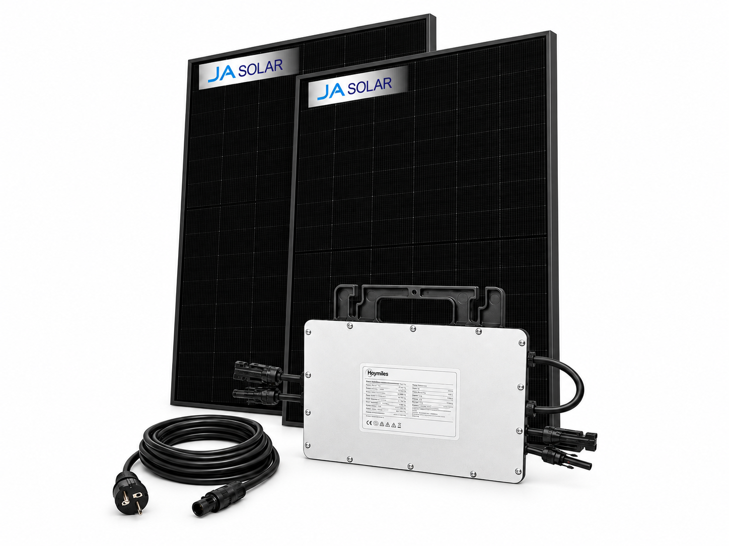 920 Wp Komplettset mit zwei JA Solar Modulen, Hoymiles Wechselrichter und Anschlusskabel